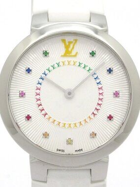 LOUIS VUITTON Tambour Slim PM QA158Z A***** White Women's Wrist Watch